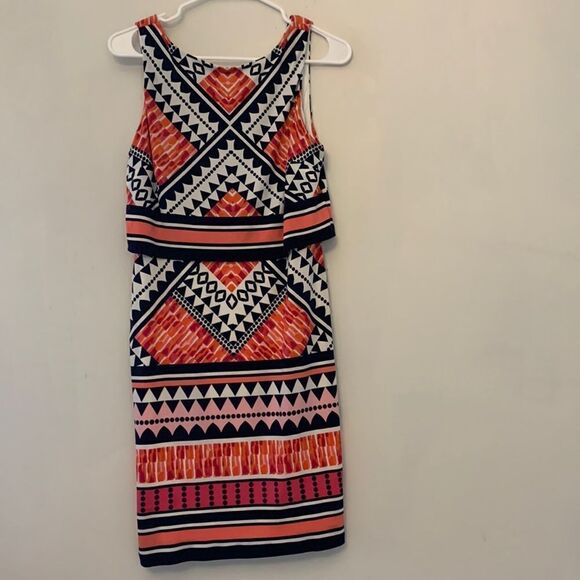 Eliza J pink, blue and white dress.  V in the back Size 4 Fully lined - Picture 1 of 7
